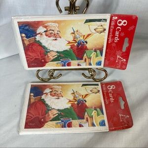 Christmas Cards with Envelopes Santas Workshop Painting Plane Gift Happy Holiday